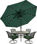 Patio Umbrella with 32 Solar LED Lights - 9ft Forest Green
