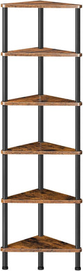 Corner Shelf Stand 6-Tier Wall Corner Bookshelf - Space-Saving Display