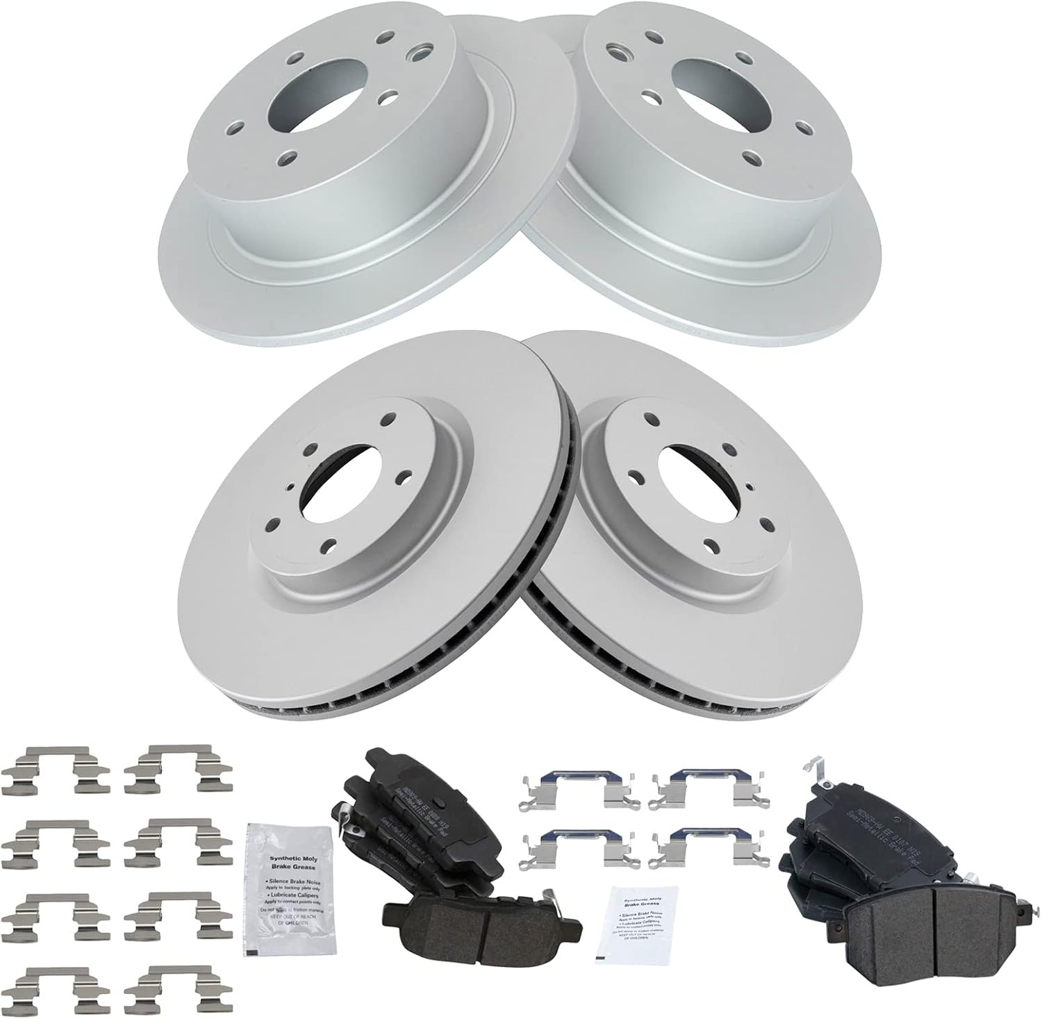 TRQ Front and Rear Brake Pad & Rotor Kit for Nissan Altima