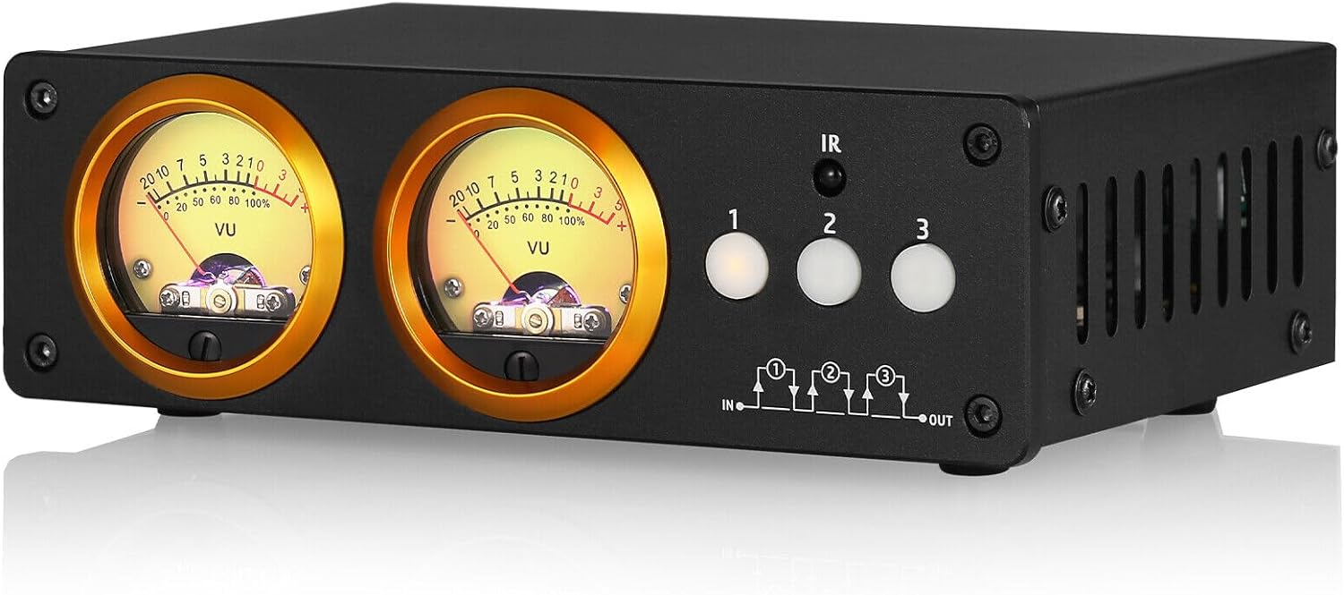 Douk Audio L3 RCA Audio Switcher with Remote Control & VU Meter