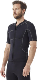 Hevto Men Wetsuit Top 3/2mm Neoprene Front Zip - Flexible Protection