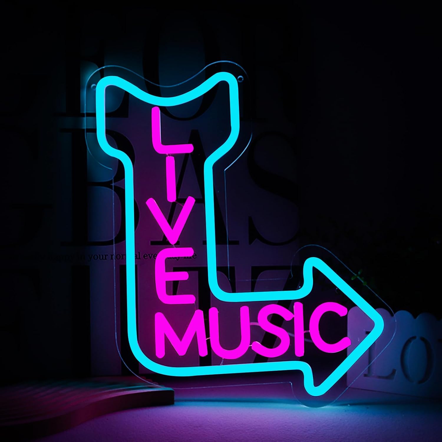 Live Music Neon Signs for Wall Decor - Perfect for Parties