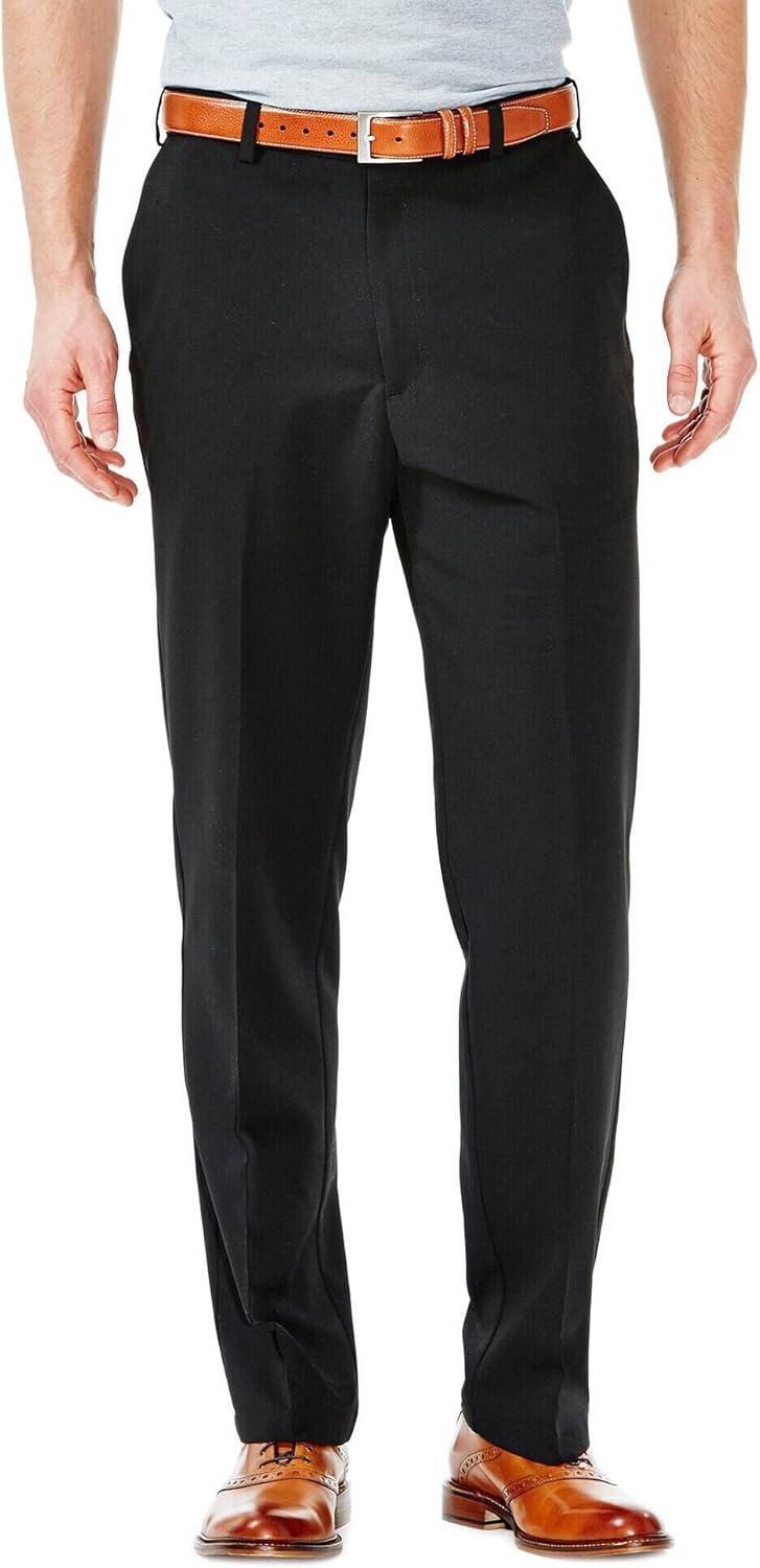 Haggar Men's Cool 18 Classic Fit Flat Front Casual Pants