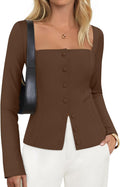 Women's Fall Square Neck Blazer 2025 - Fitted Crop Jacket