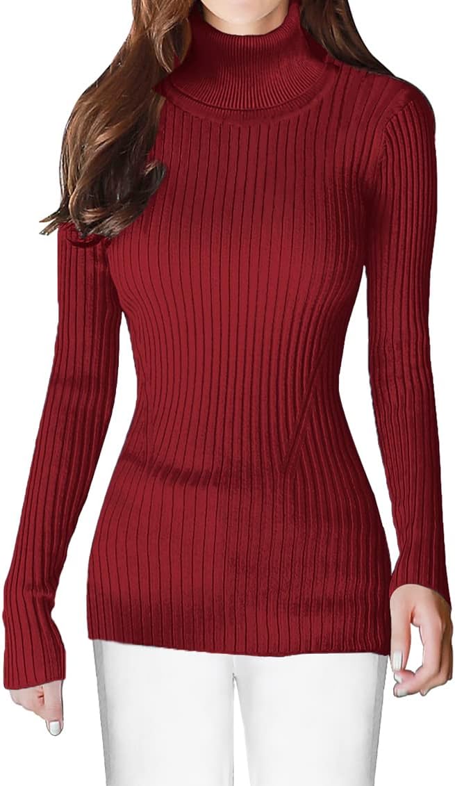 Stylish Turtleneck Ribbed Sweater for Women - Warm & Fitted