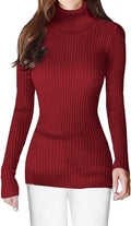Turtleneck Ribbed Sweater for Women - Soft Stretchy Viscose Knit
