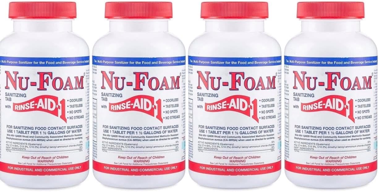 Nu-Foam Sanitizing Tablets for Spotless Bar Glassware Cleaning