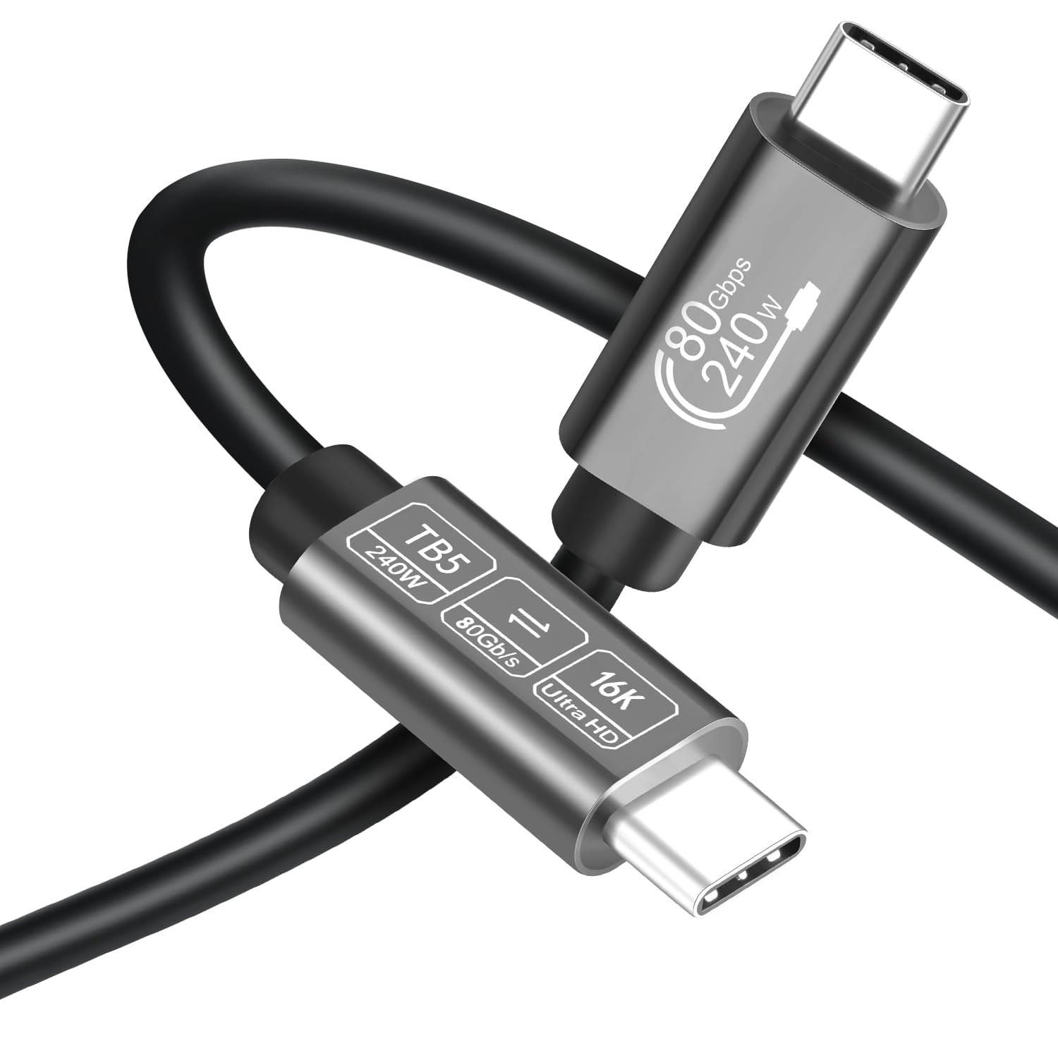 USB C Cable 80Gbps Thunderbolt 5/4/3 6ft for Fast Charging