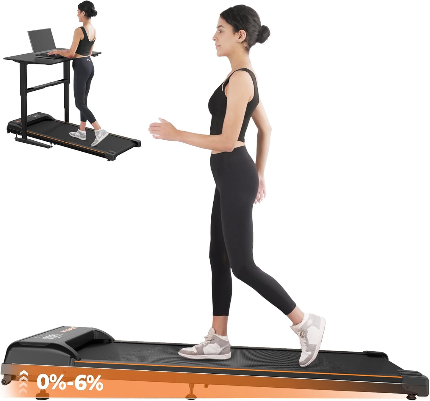 Walking Pad Treadmill with Incline for Home Office Fitness