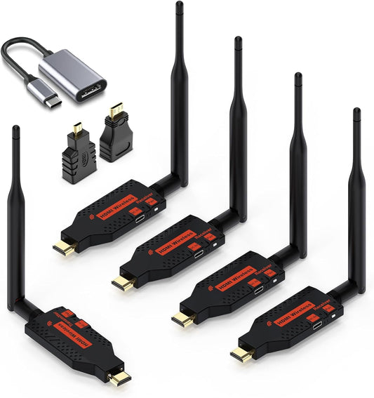 Wireless HDMI 4 Receivers and 1 Transmitter for Multi-Screen Use