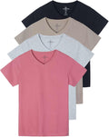 Women's V-Neck Cotton Short-Sleeve T-Shirt 4 Pack - Classic Fit