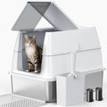 Stainless Steel Litter Box with Lid for Large Cats - Easy Scoop