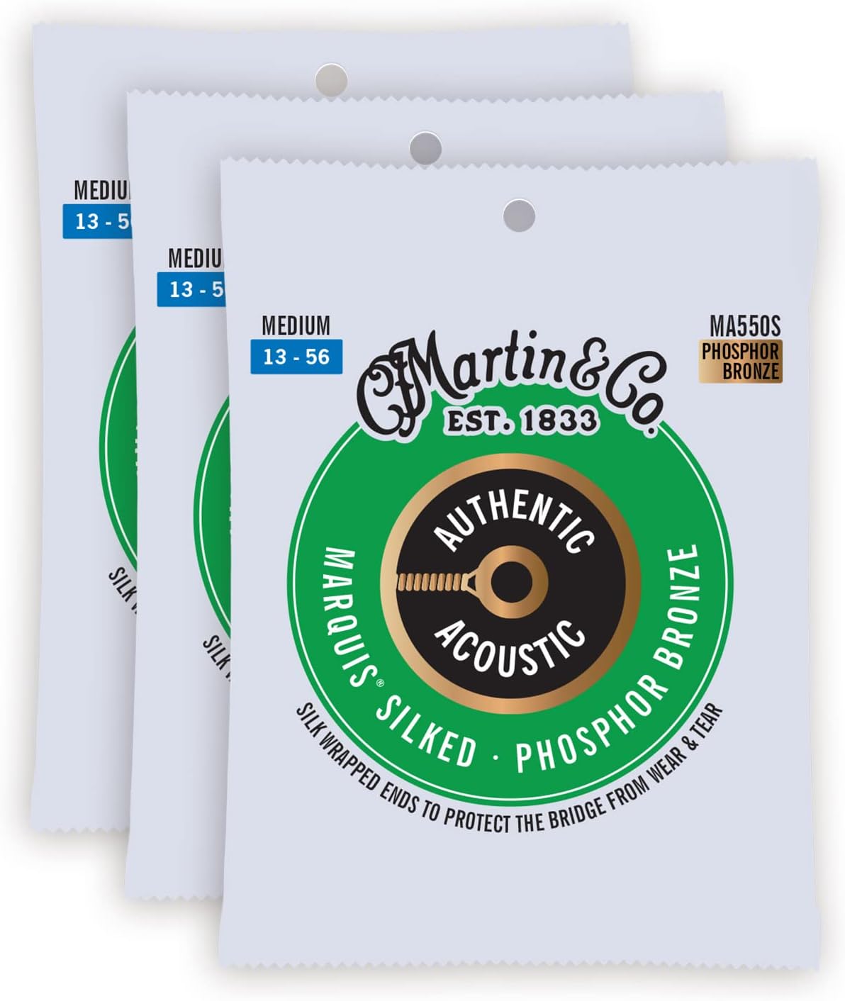 3-Pack Martin Acoustic Guitar Strings - Silky Smooth Tone