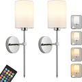Amber to Daylight Rechargeable Wall Sconces Set of Two - Remote