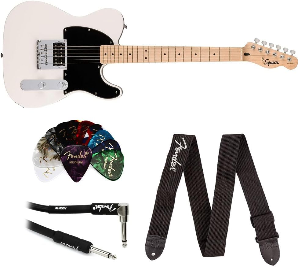 Squier Sonic Electric Guitar Bundle - Fender Strap, Picks & Cable
