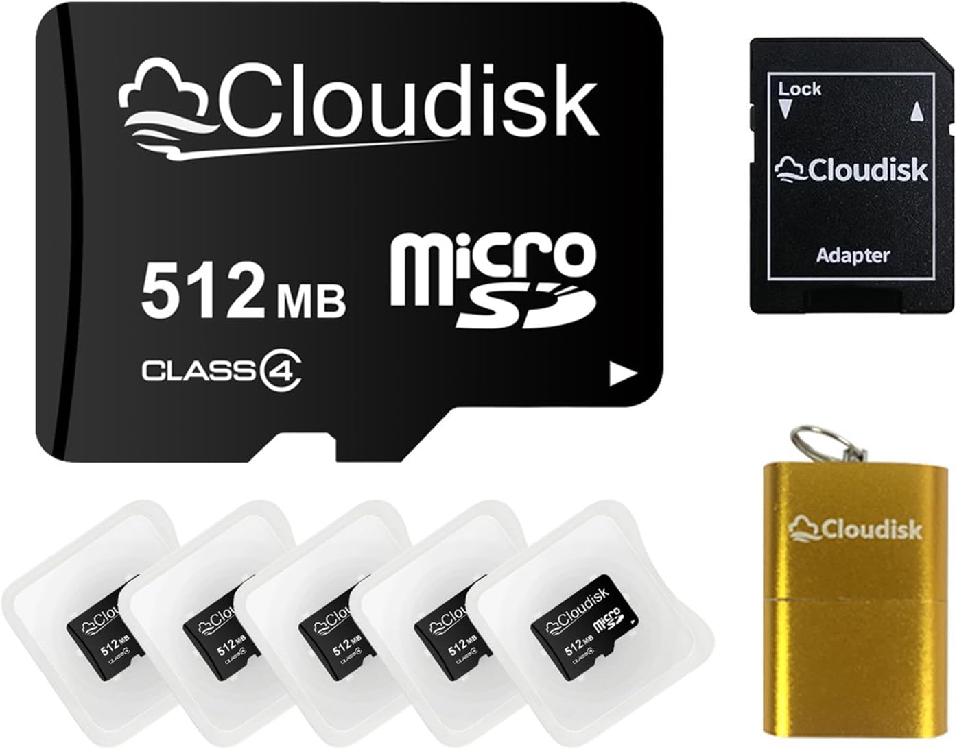Cloudisk 5 Pack 512MB Micro SD Cards w/ Adapter