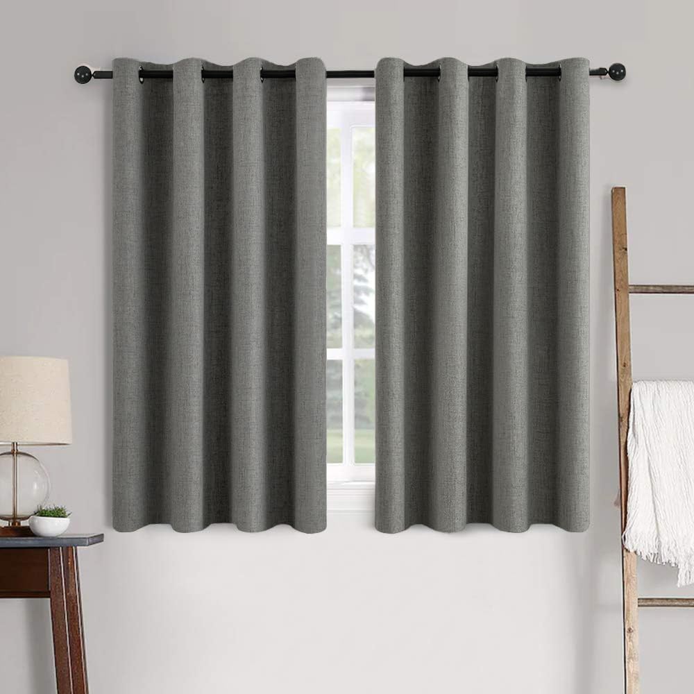 MIULEE Linen Texture Blackout Curtains for Bedroom 52x63 Inch
