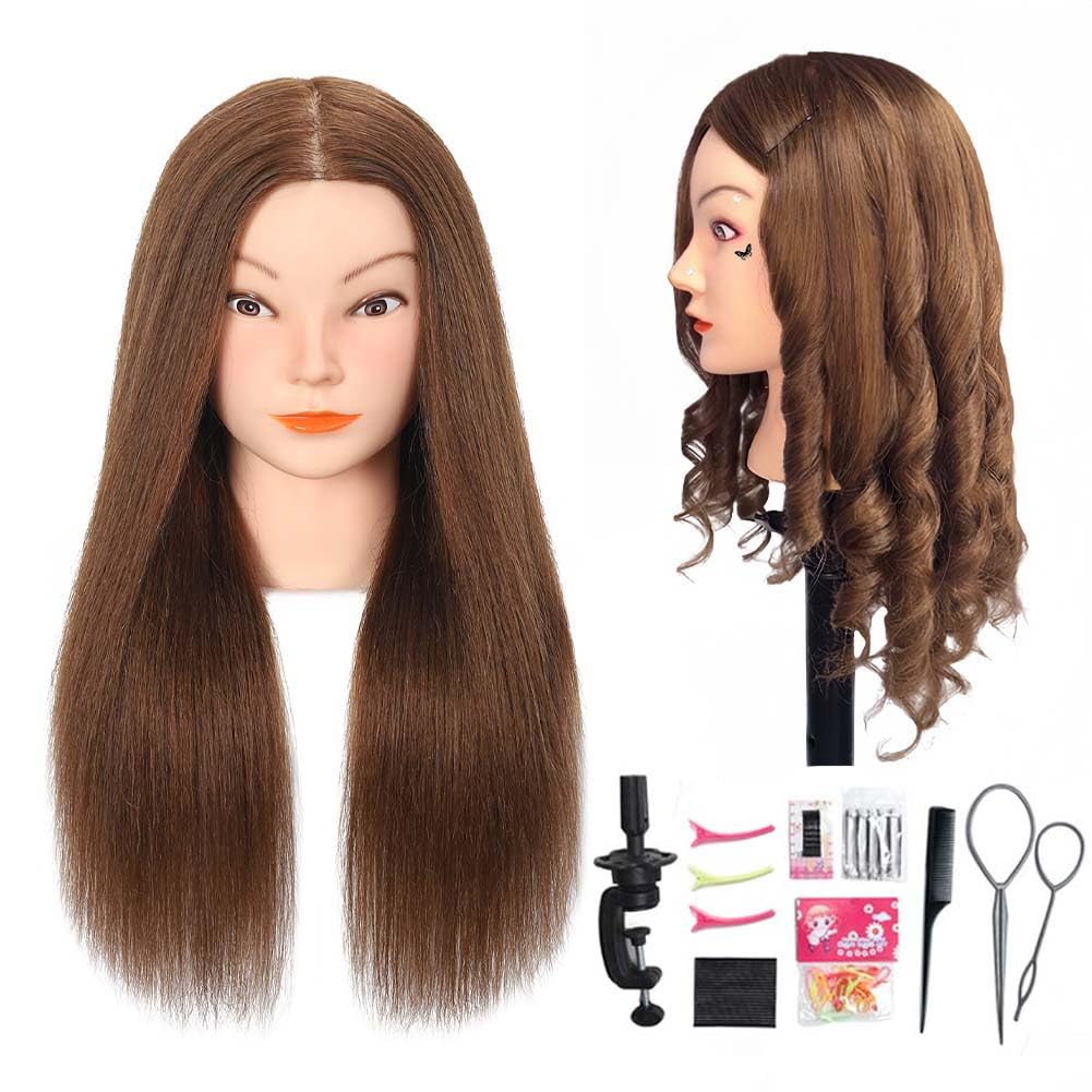 Real Human Hair Mannequin Head for Cosmetology Practice