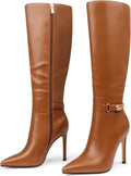 COLETER Women's Knee High Stiletto Dress Boots - Sleek 4 in Heel