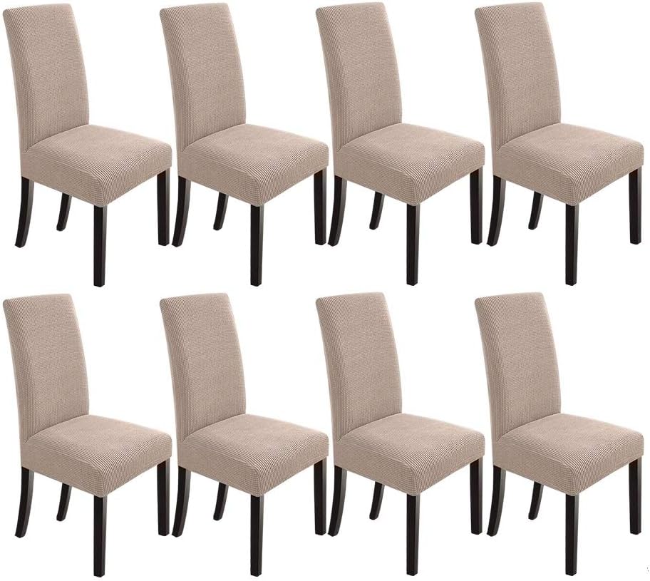 Dining Room Chair Slipcovers for Parsons Chairs Set of 8 Khaki