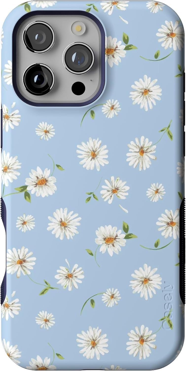 Casely iPhone 16 Pro Max Case - Bold Baby Blue Floral Design