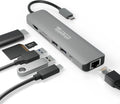 Plugable 7-in-1 USB C Hub Multiport Adapter - Compact 4K and Ethernet