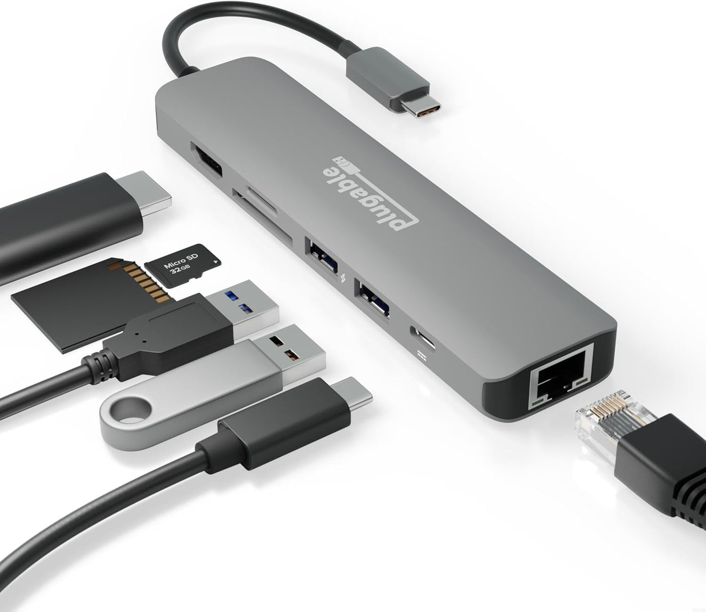 7-in-1 USB C Hub Multiport Adapter for 4K HDMI and Ethernet