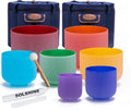 SOLSHINE Set of 7 Colored Crystal Singing Bowls for Healing
