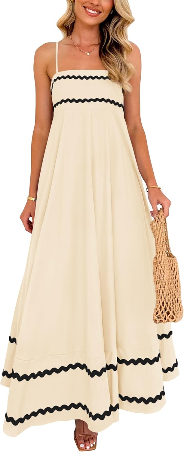 PRETTYGARDEN Women's Summer Flowy Maxi Dress for Beach Fun