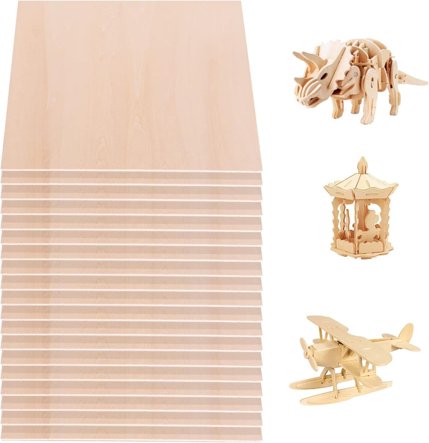 24 Pieces Craft Wood Basswood Sheets for DIY Projects and Models