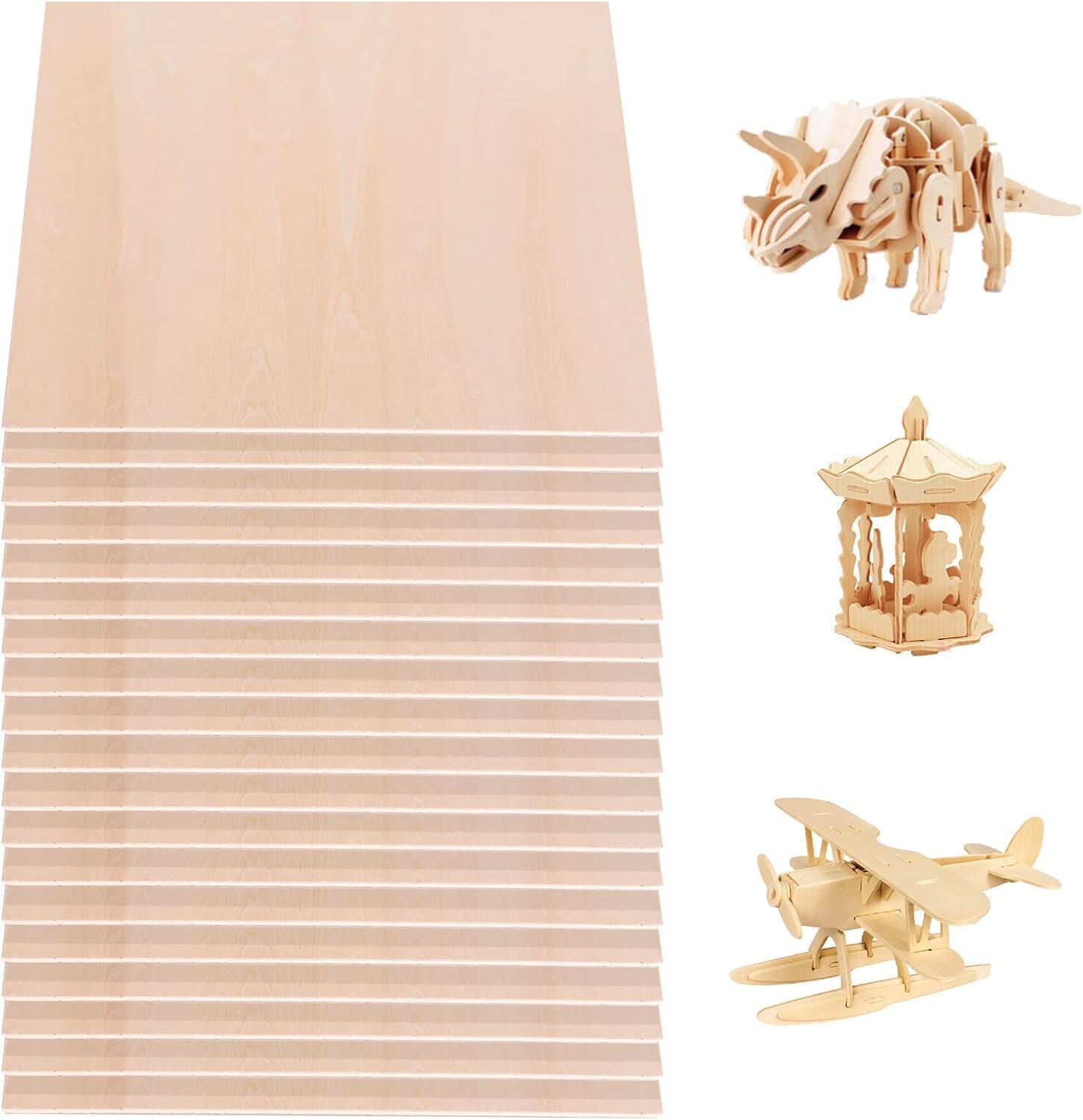 24 Pieces Craft Wood Basswood Sheets for DIY Projects and Models