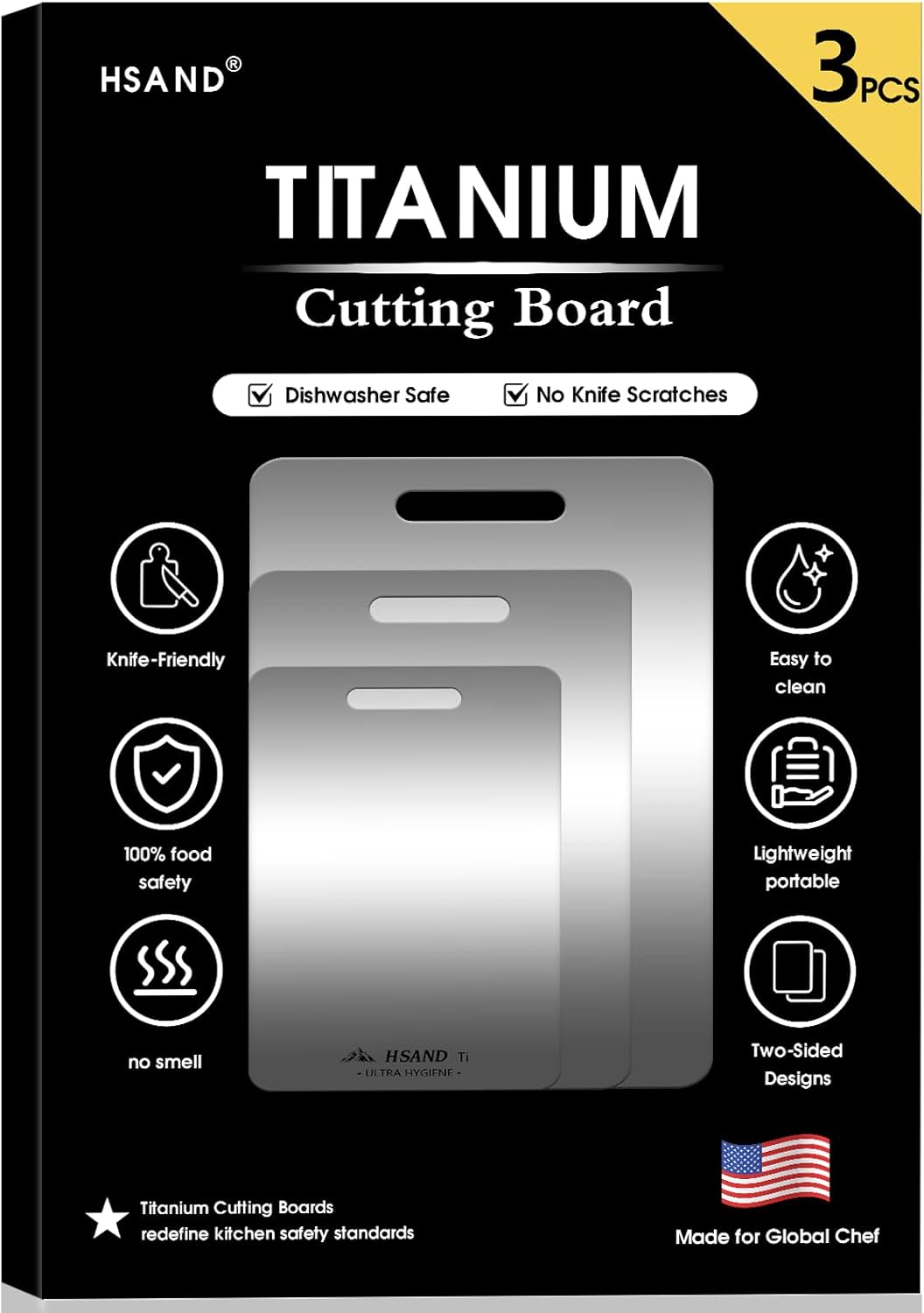 Titanium Cutting Boards for Kitchen - 100% Pure Titanium Quality
