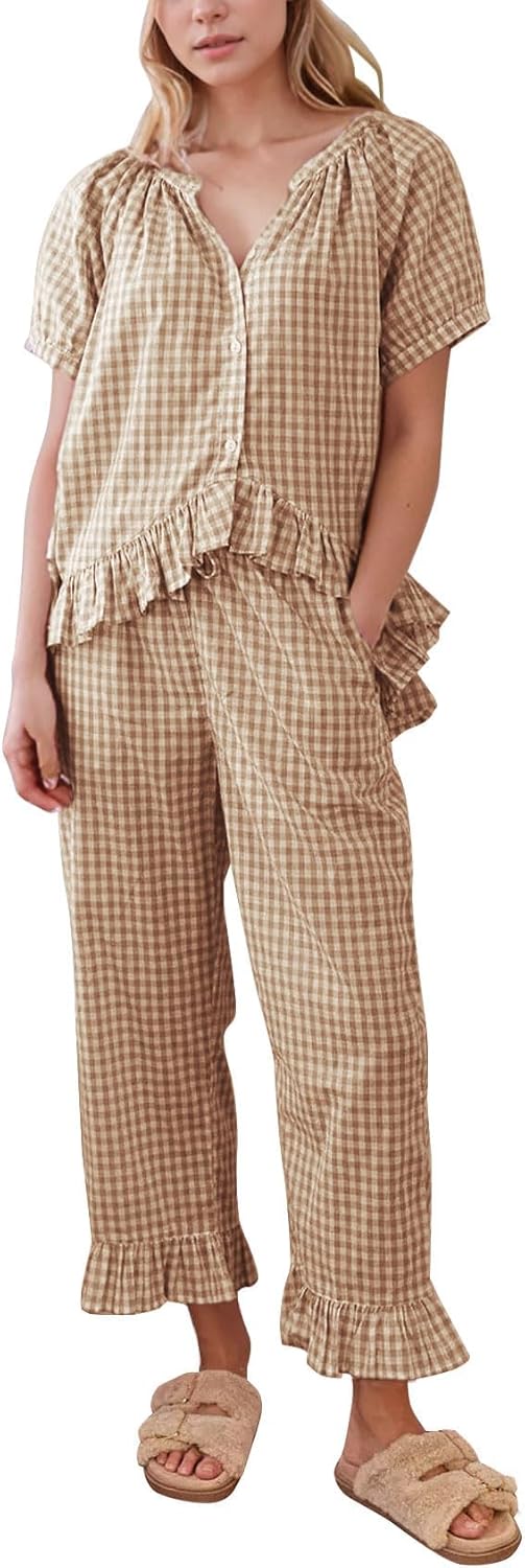 Flygo Womens Plaid Pajamas Set for Ultimate Comfort and Style