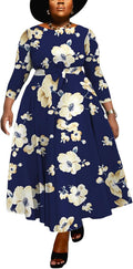 Beautiful Plus Size A Line Maxi Dress for Women with Pockets
