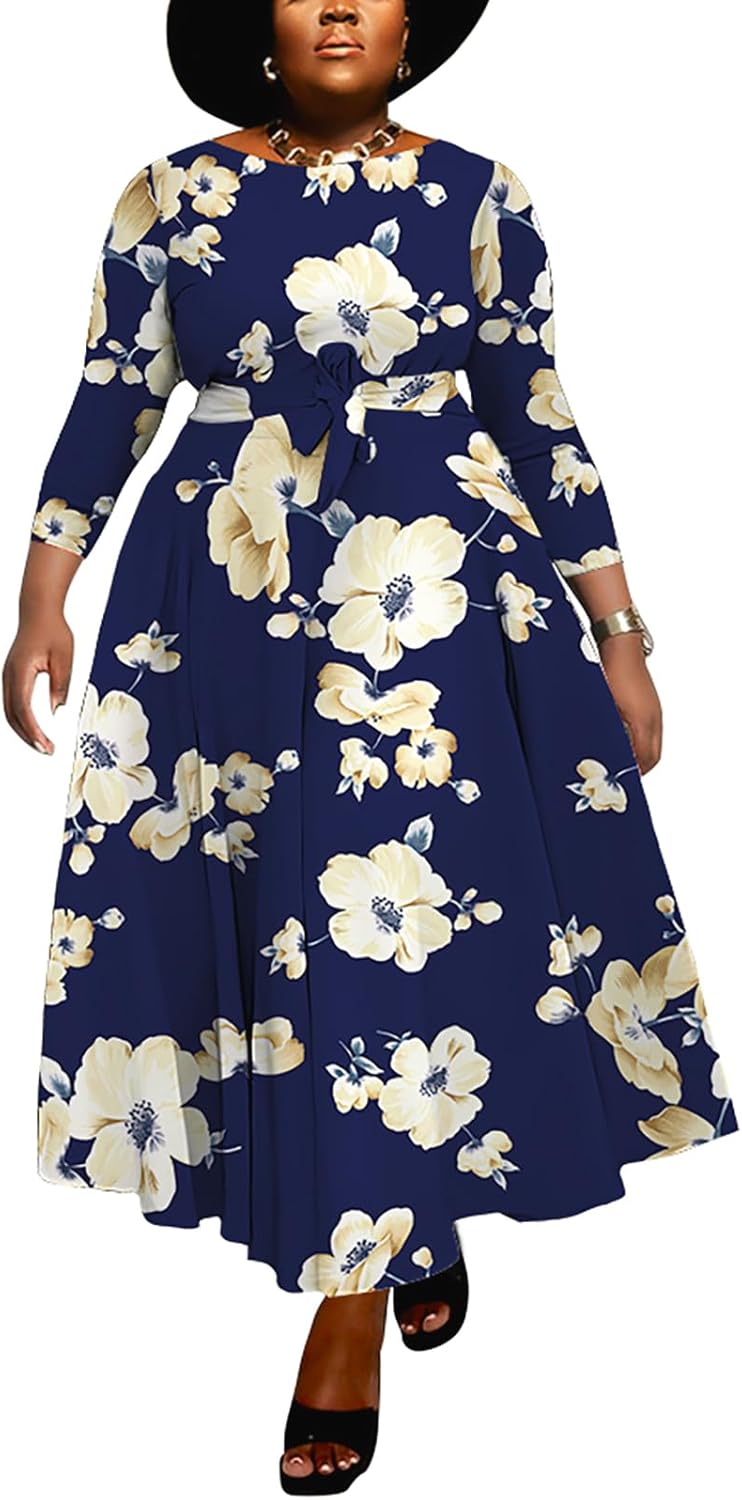 Women Plus Size Formal A Line Maxi Dress with Pockets