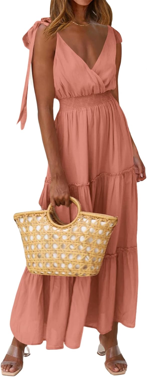 PRETTYGARDEN Women's Cross Neck Summer Sleeveless Maxi Dress