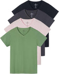 Women's Classic-Fit Cotton V-Neck T-Shirt 4 Pack - Versatile Comfort