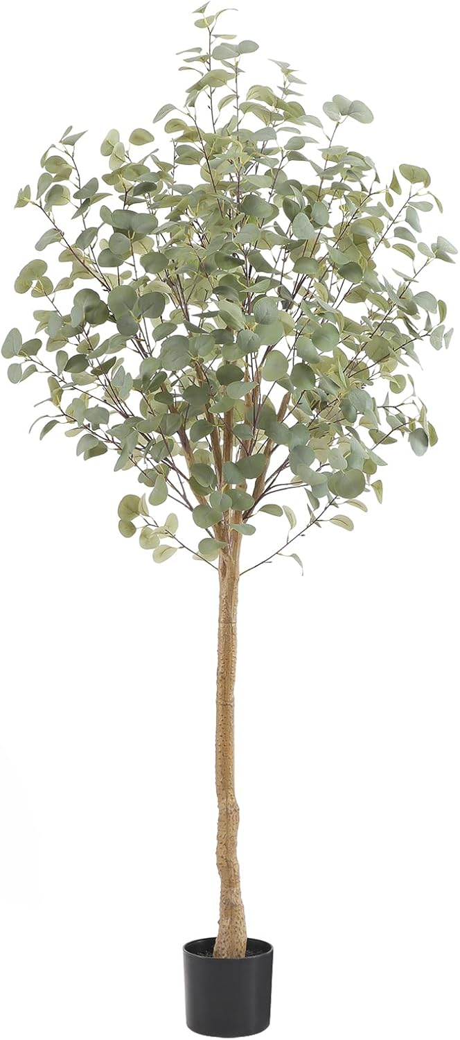 6ft Faux Eucalyptus Tree: Realistic Silk Leaves