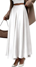High Waisted Satin A-Line Maxi Skirt for Women - Elegant Flowy Fit