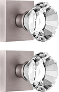 2 Pack Double Dummy Brushed Nickel Door Knob Diamond Shape - Crystal