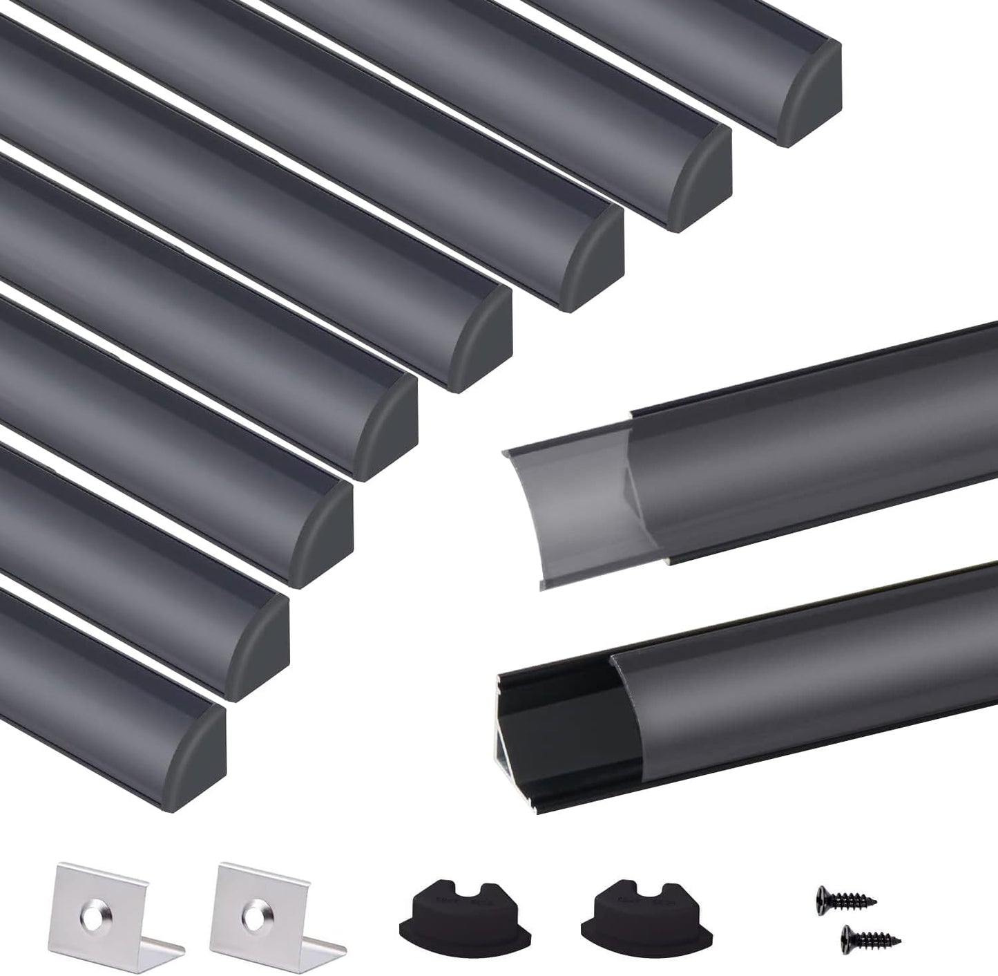 VST 10pack 3.3 ft LED Channel with Black Cover and Clips
