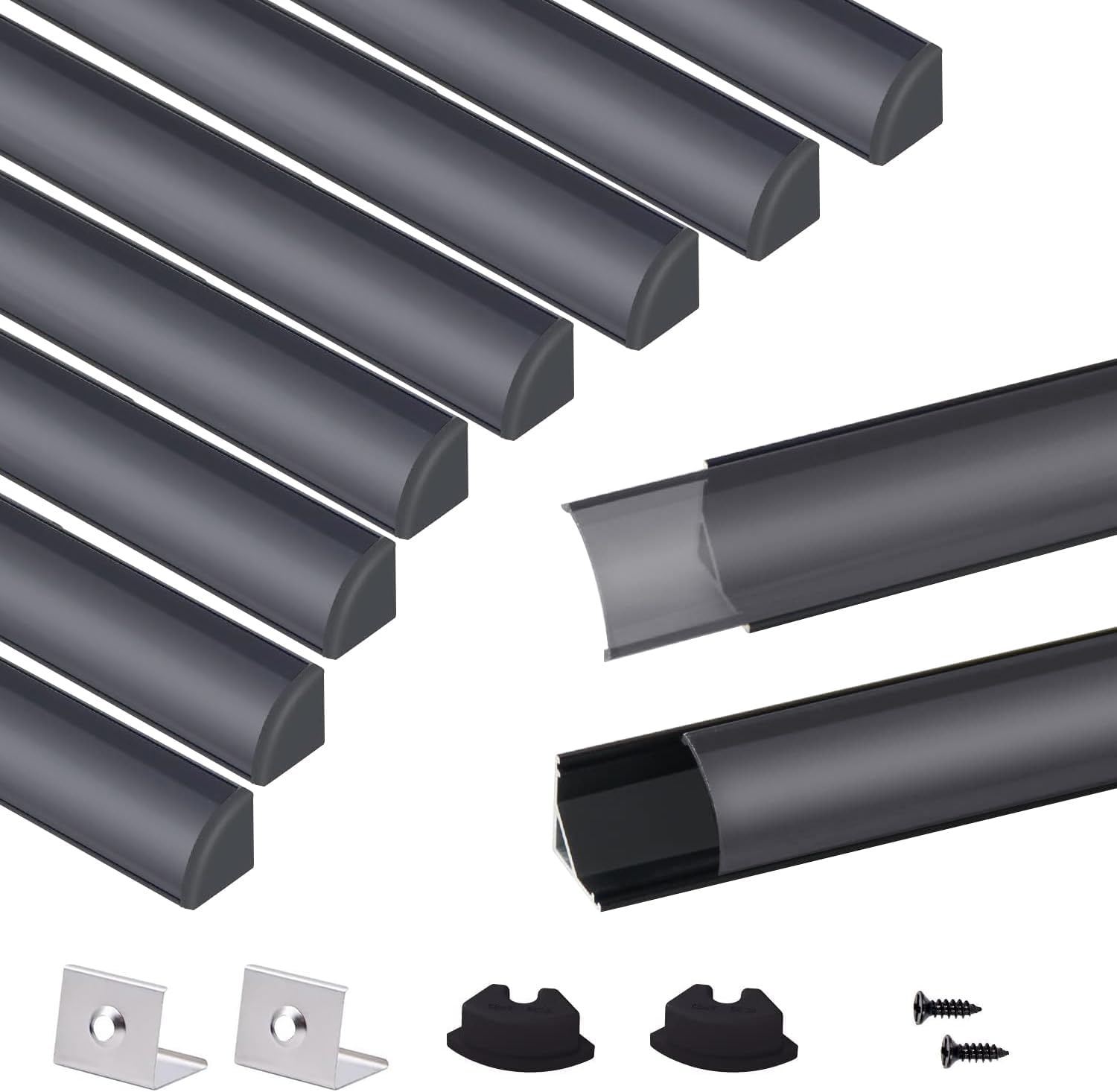 VST 10pack 3.3 ft LED Channel with Black Cover and Clips