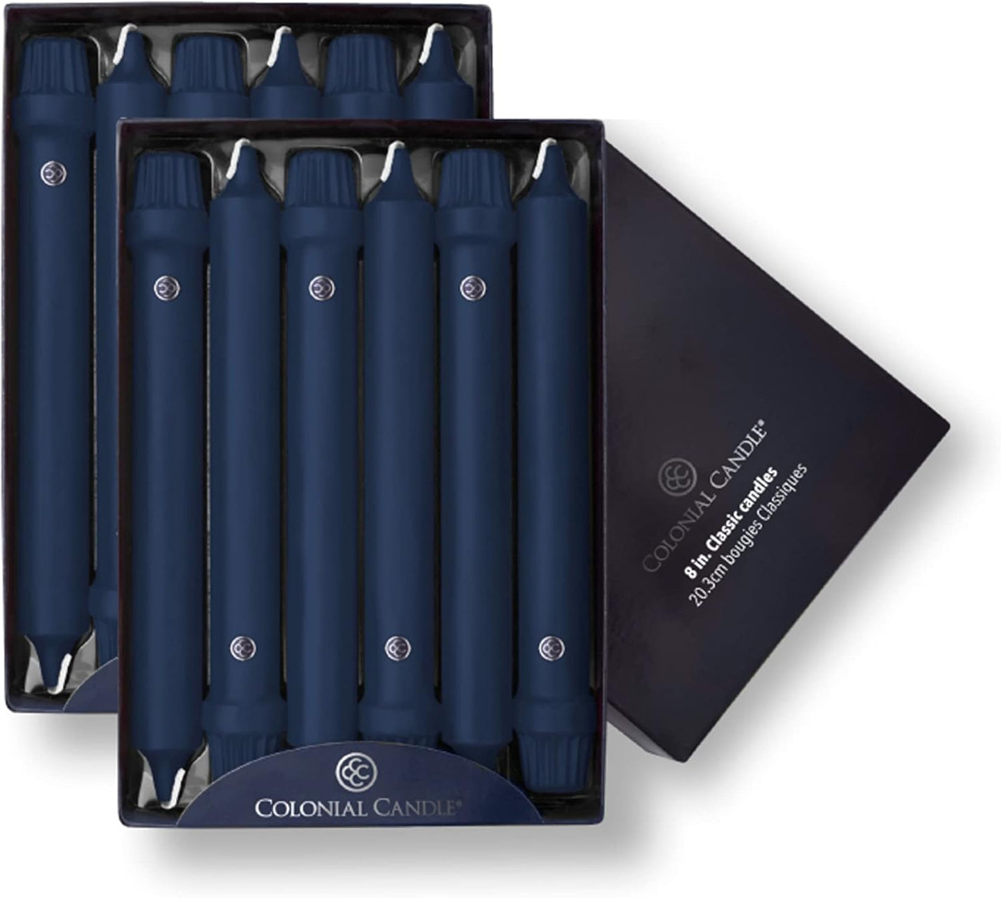 Indigo Unscented Taper Candles for Elegant Occasions - 12 Pack