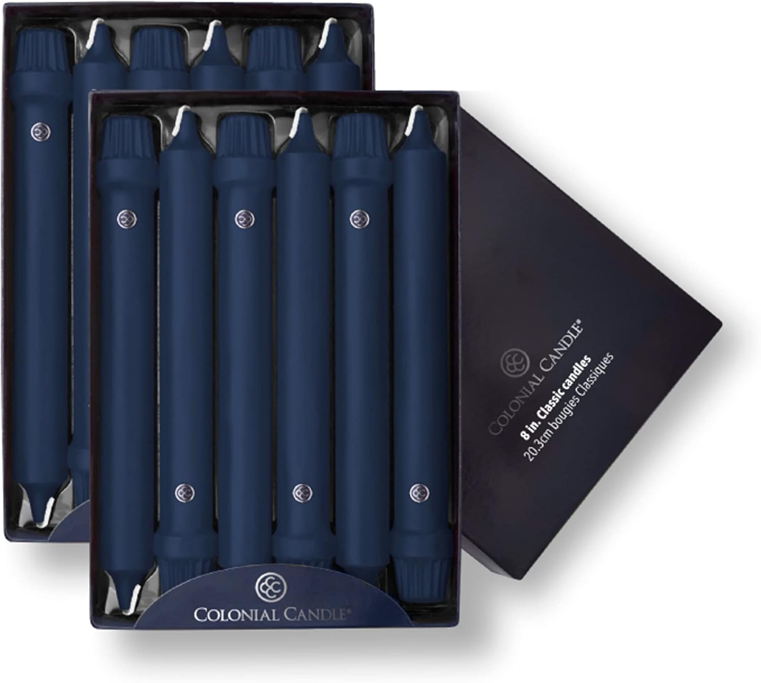 Indigo Unscented Taper Candles for Elegant Occasions - 12 Pack