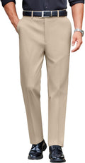 Mens Classic Casual Dress Pants Expandable Waist Slim Fit Slacks Men's