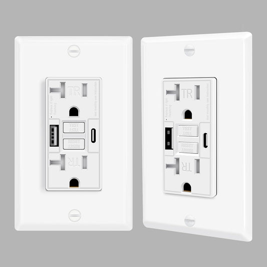 20A GFCI Outlet with Dual USB Ports for Safe Charging