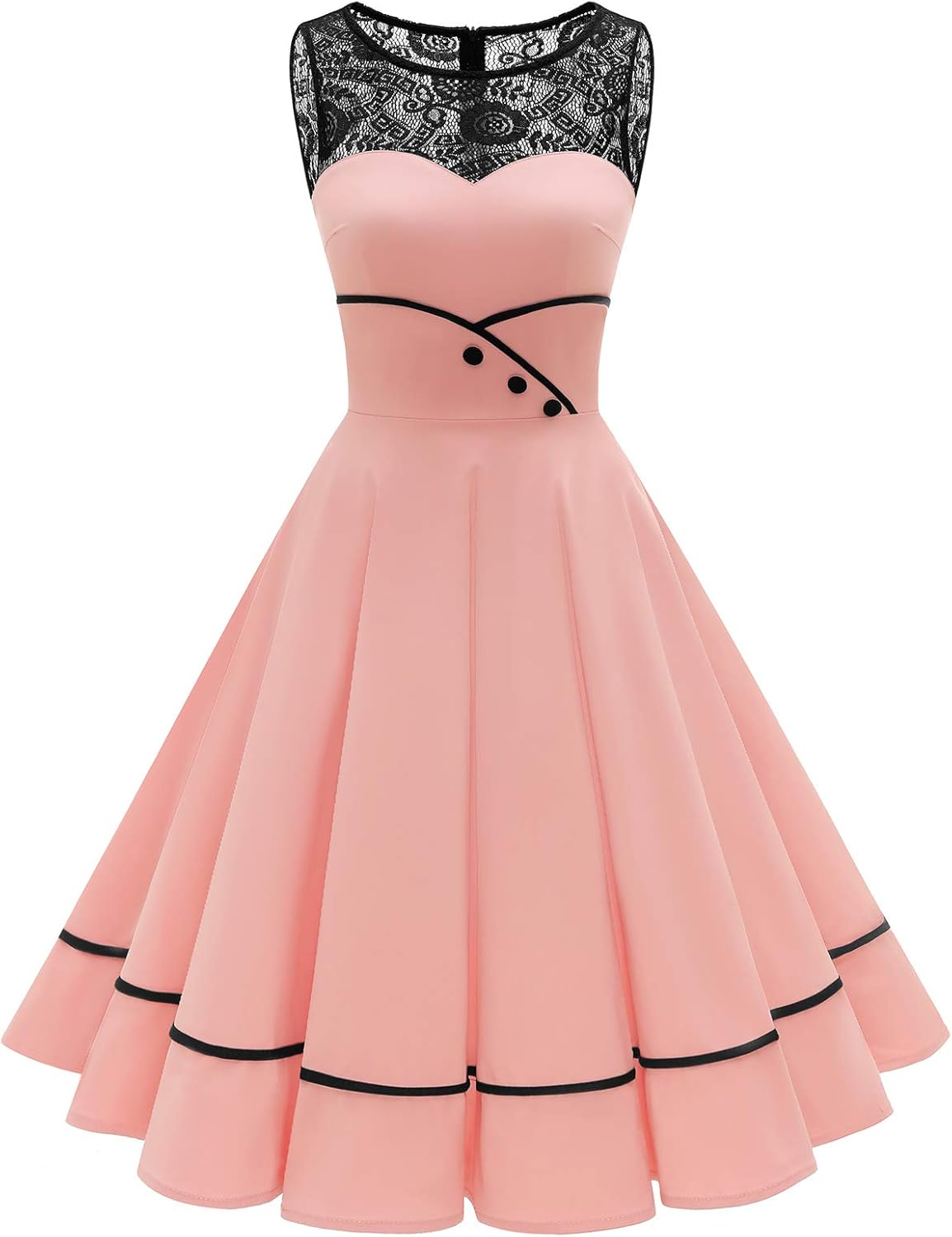 Bbonlinedress Women's 50s Vintage Floral Lace Rockabilly Dress
