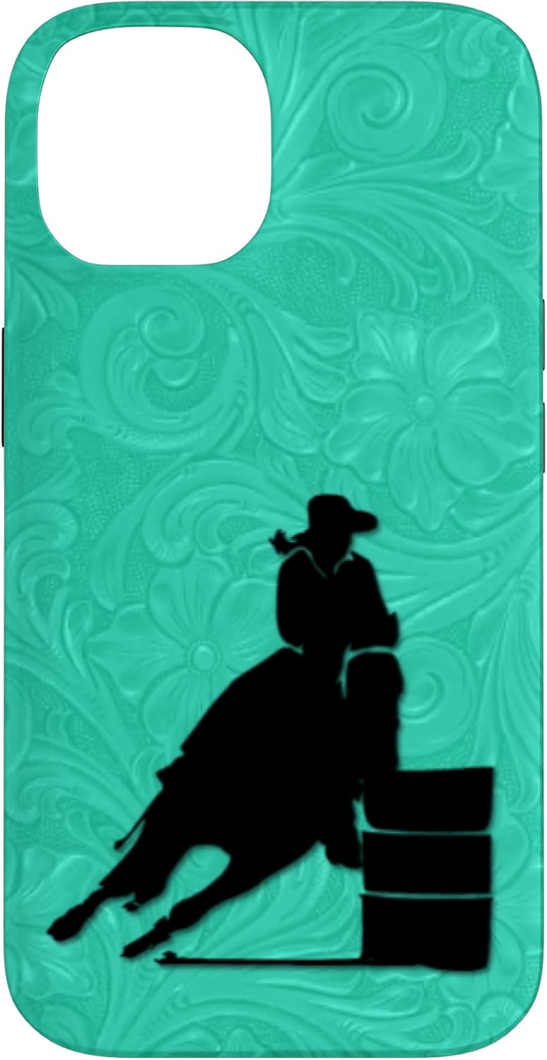 Turquoise Floral iPhone 14 Case - Elite Protection for Barrel Racing Cowgirls