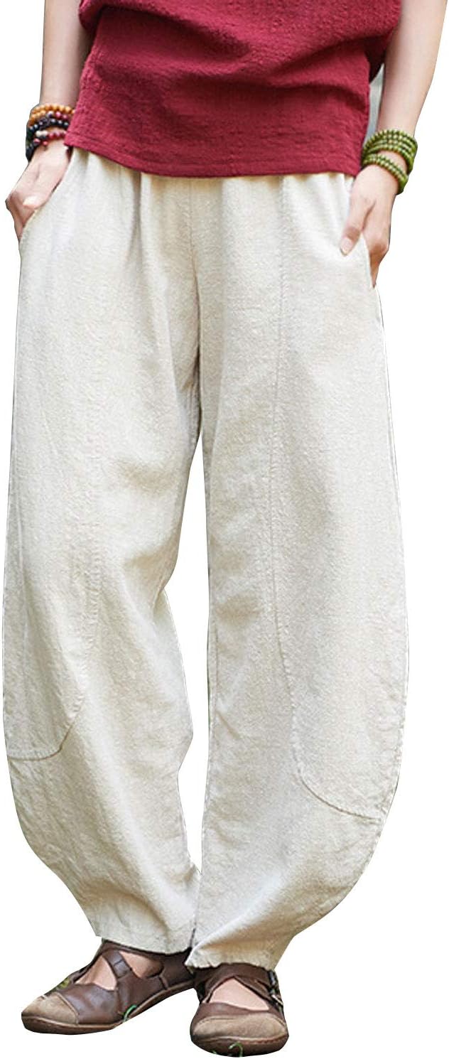 IXIMO Women's Casual Cotton Linen Baggy Pants for Every Occasion