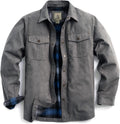 CQR Men's Flannel Lined Shirt Jacket - Rugged Plaid Cotton Comfort